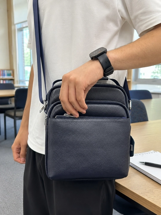 Мужская сумка через плечо из экокожи, Crossbody, 3 отделения