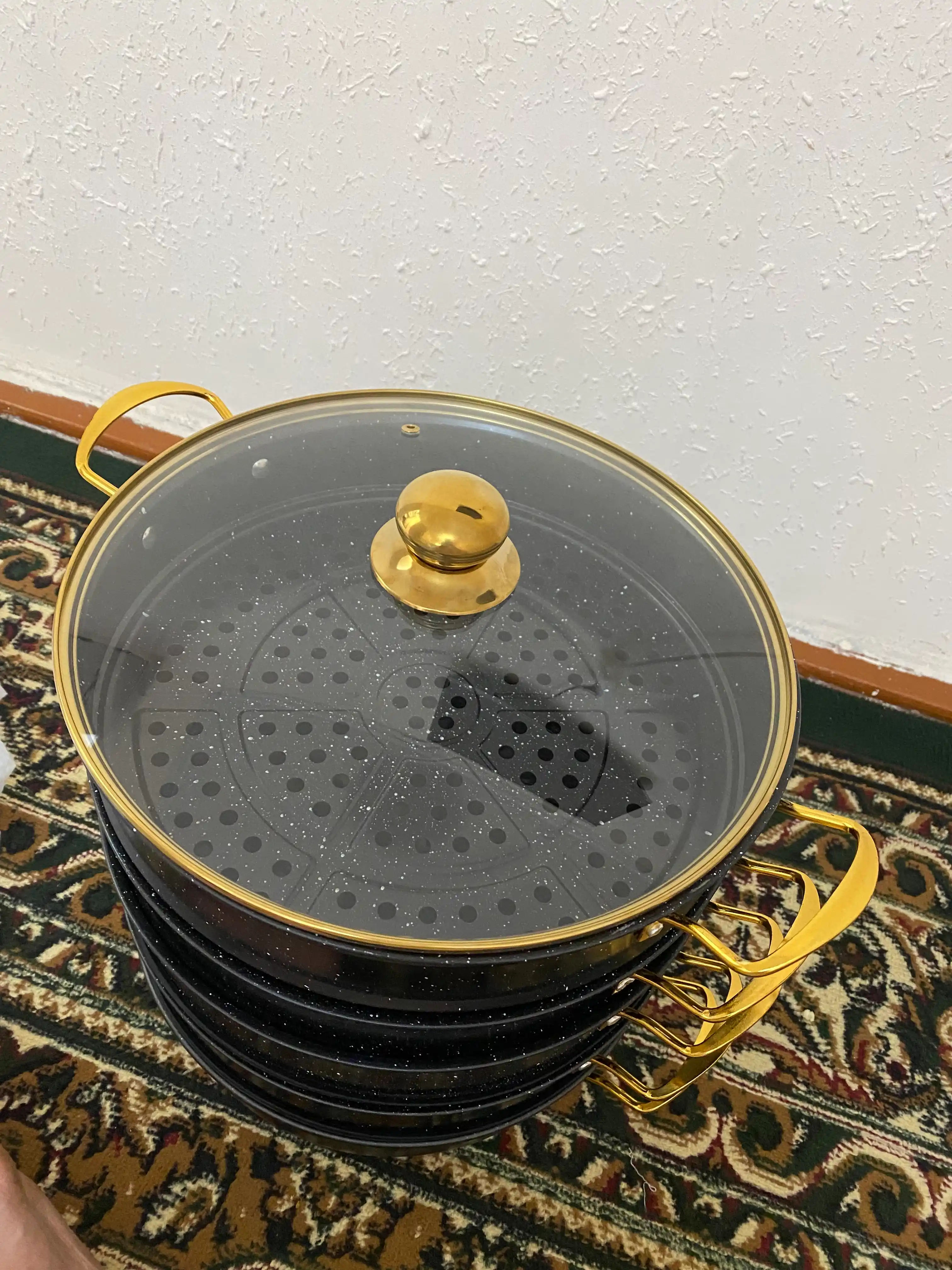 GOLD Bohemia manti qasqon, 4 qavat, granit,\ montiqozon