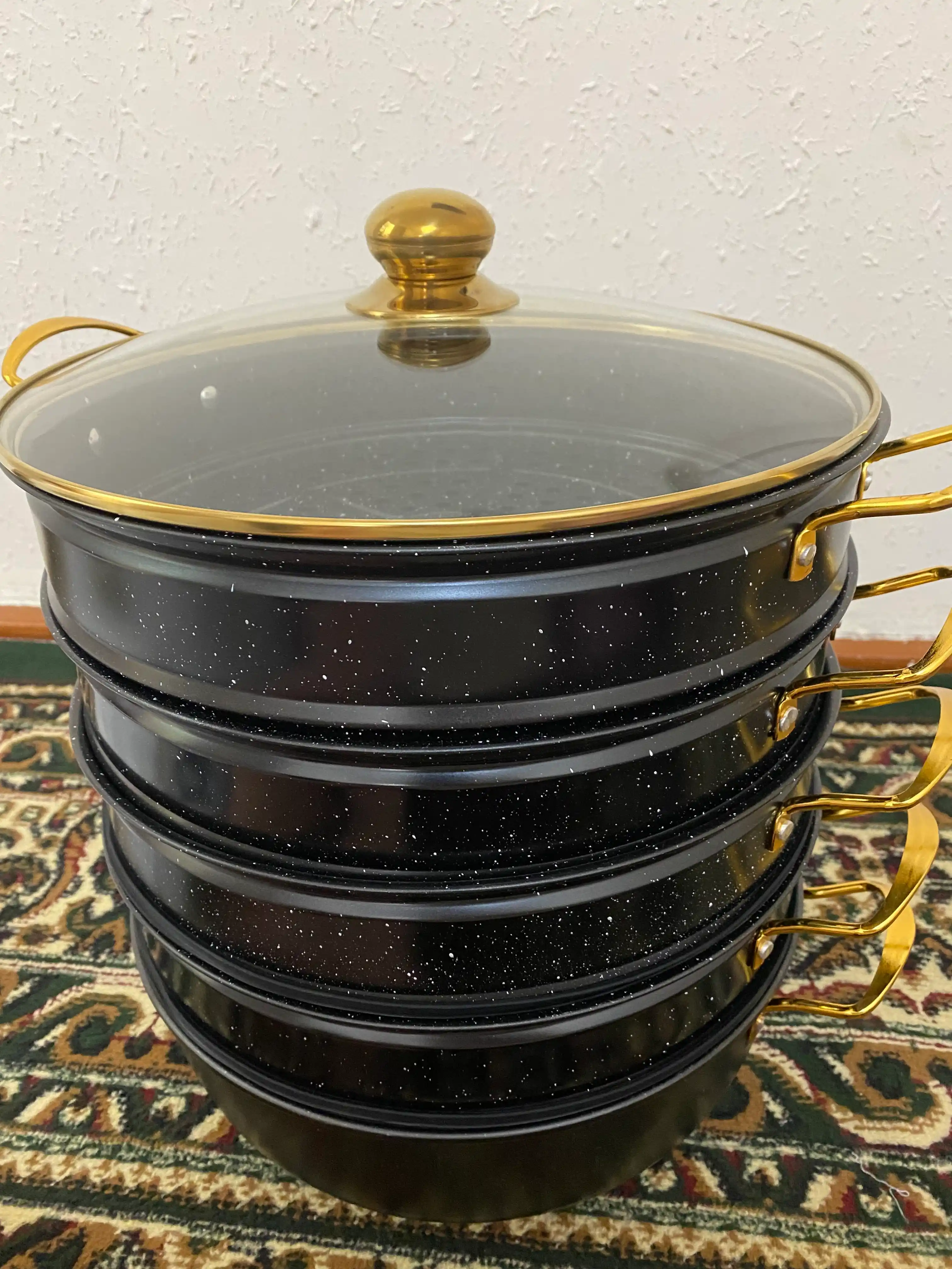 GOLD Bohemia manti qasqon, 4 qavat, granit,\ montiqozon