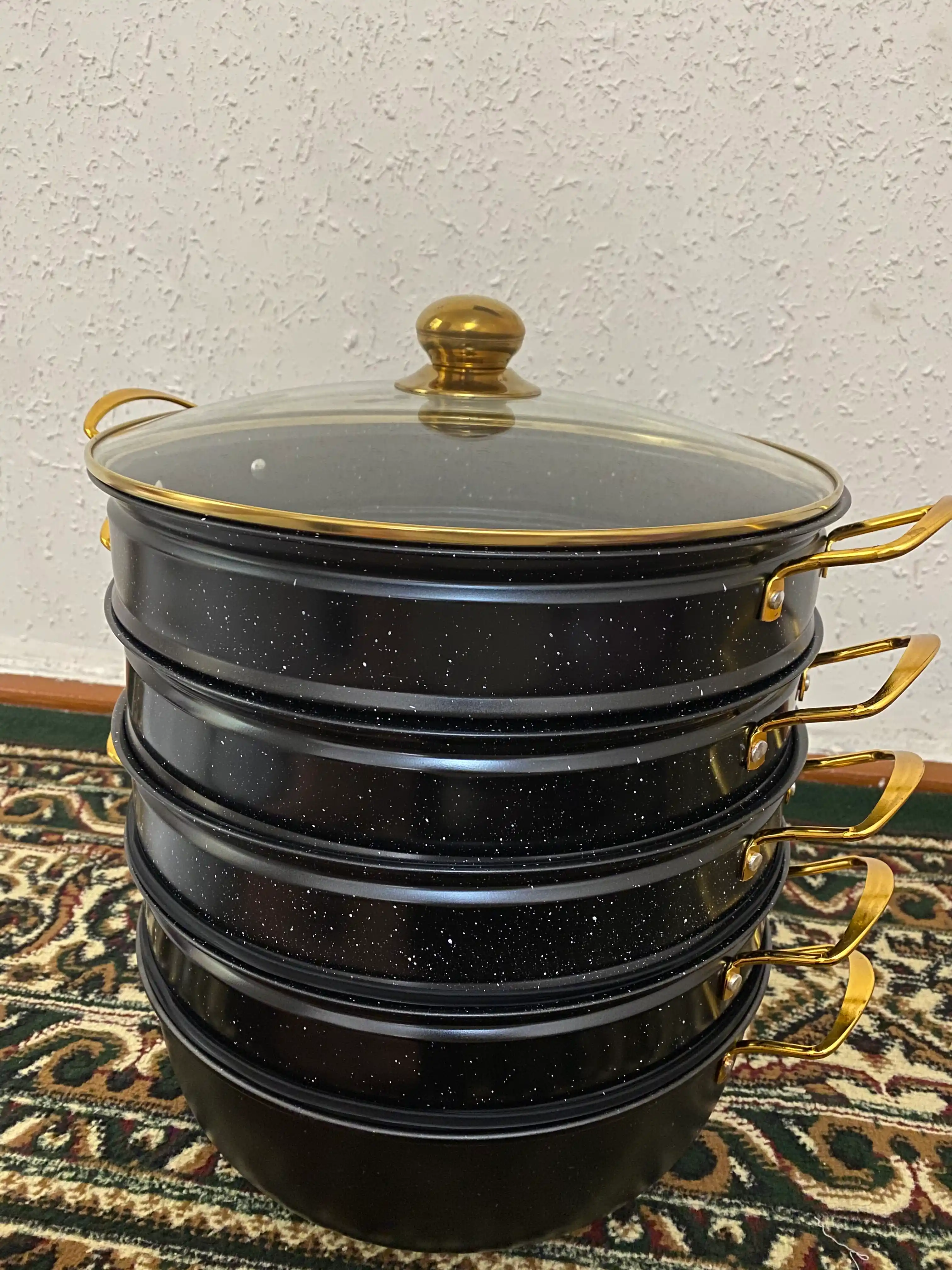 GOLD Bohemia manti qasqon, 4 qavat, granit,\ montiqozon