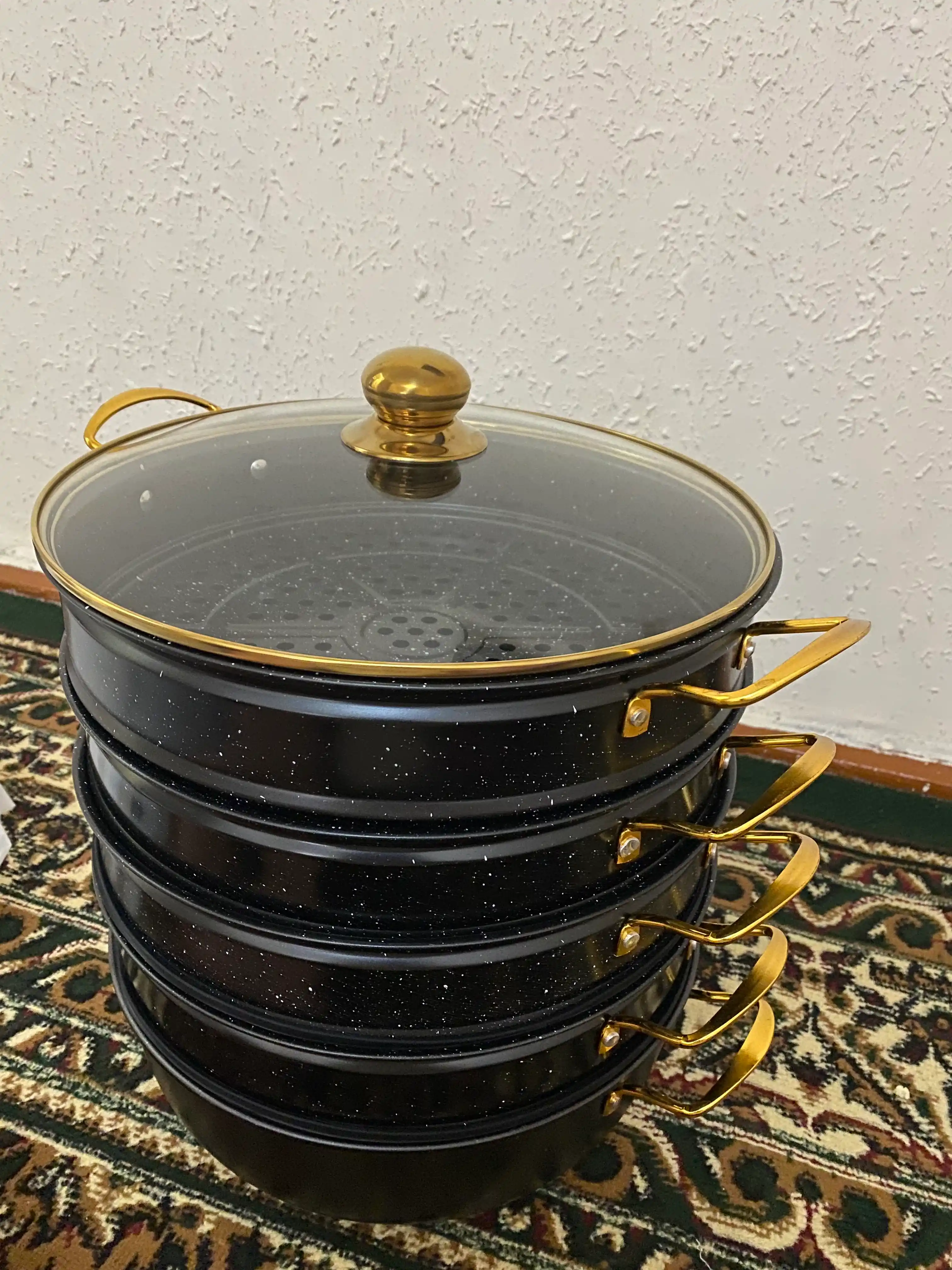 GOLD Bohemia manti qasqon, 4 qavat, granit,\ montiqozon