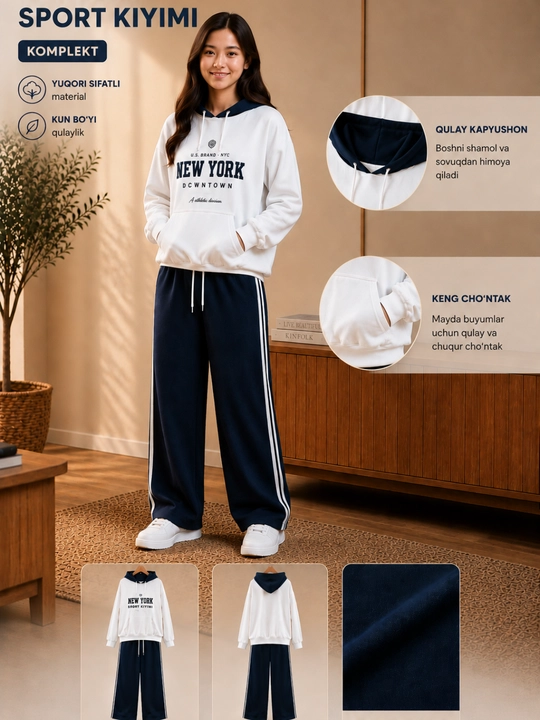 Ayollar sport kostyumi , dvoyka hudi va shim,sport forma ayollar ,standart 46-50