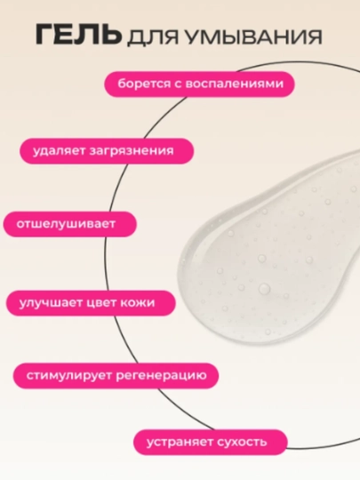 Гель для умывания лица, от прыщей, умывашка, гель умывалка, гель для лица с кислотами