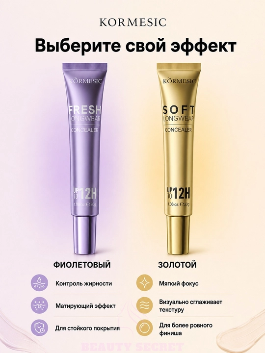 KORMESIC yuz va ko‘z atrofi uchun krem konsiler, 12 soatgacha bardoshli, 30 g