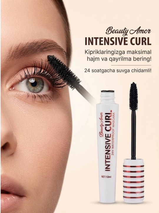 Beauty Amor Intensive Curl — тушь для ресниц, удлиняющая, чёрная - 