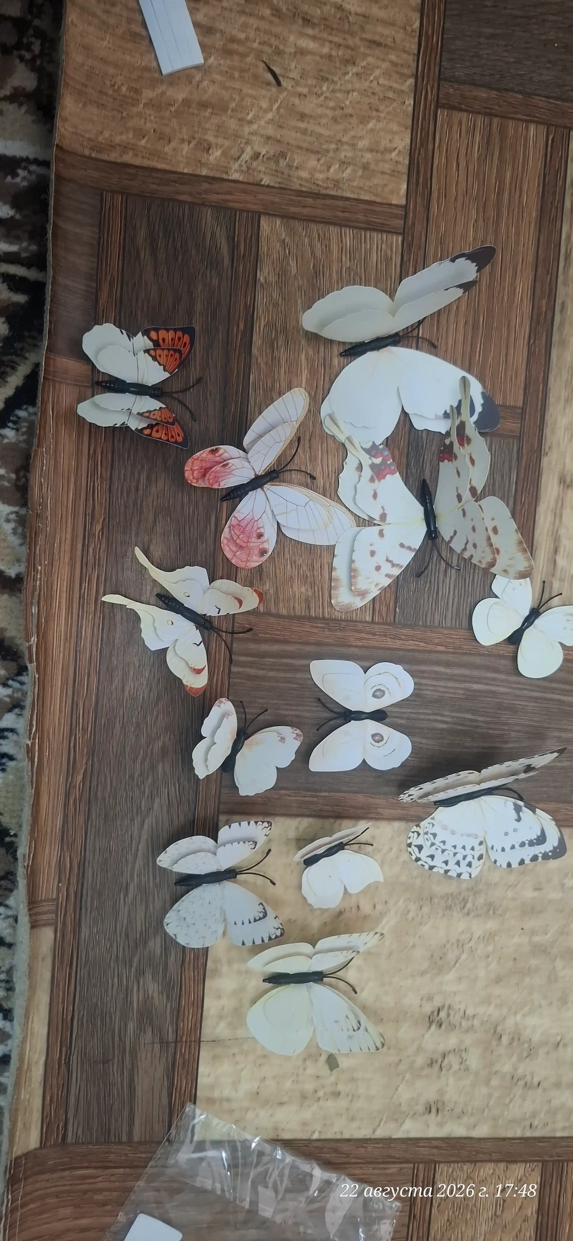 Бабочки на магните, 3D эффект, 12 штук