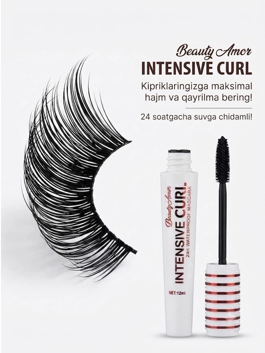 Beauty Amor Intensive Curl — тушь для ресниц, удлиняющая, чёрная