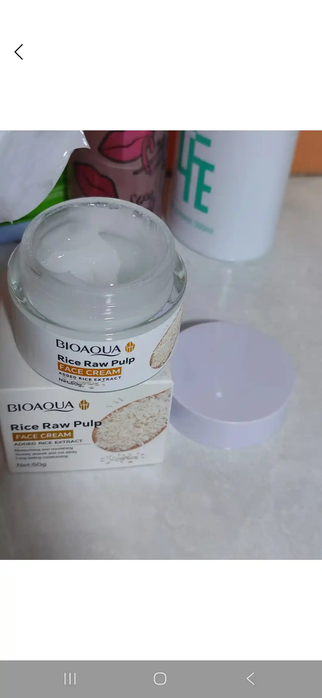 Bioaqua guruch ekstraktli yuz uchun krem, namlantiruvchi krem, 50 g