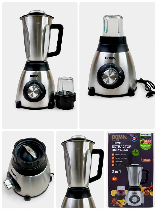 Blender statsionar BOMA 2 in 1, blender+kofemolka, 800Vt, hajmi 1.5 L (BM-Y66AA/BM-806)