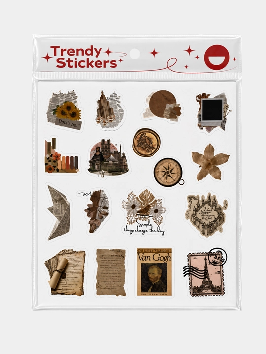 Trendy Stickers estetik stikerlar to‘plami, to‘plamda 40 dan ortiq stiker mavjud - 