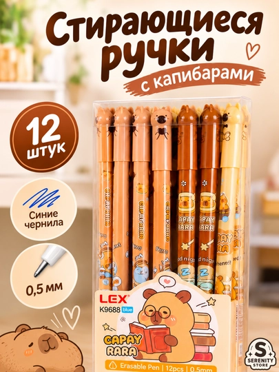 Ручки со Стираемыми Чернилами "Пиши-Стирай" для Школы и Офиса с Принтами Набор на Подарок - 