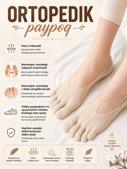 Ortopedik 5 barmoqli paypoq - 