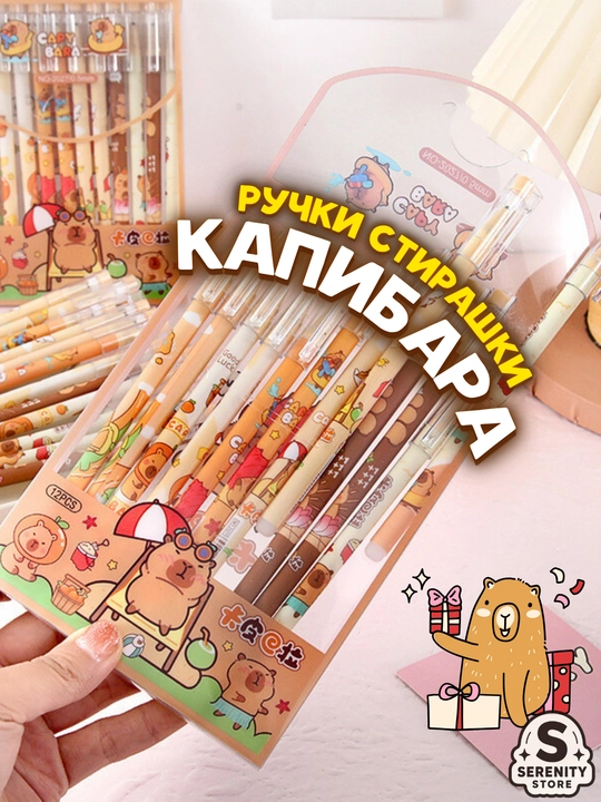 Ручки со Стираемыми Чернилами "Пиши-Стирай" для Школы и Офиса с Принтами Набор на Подарок - 