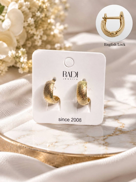 Женские серьги-кольца золотистого цвета с English Lock, стильные украшения - 