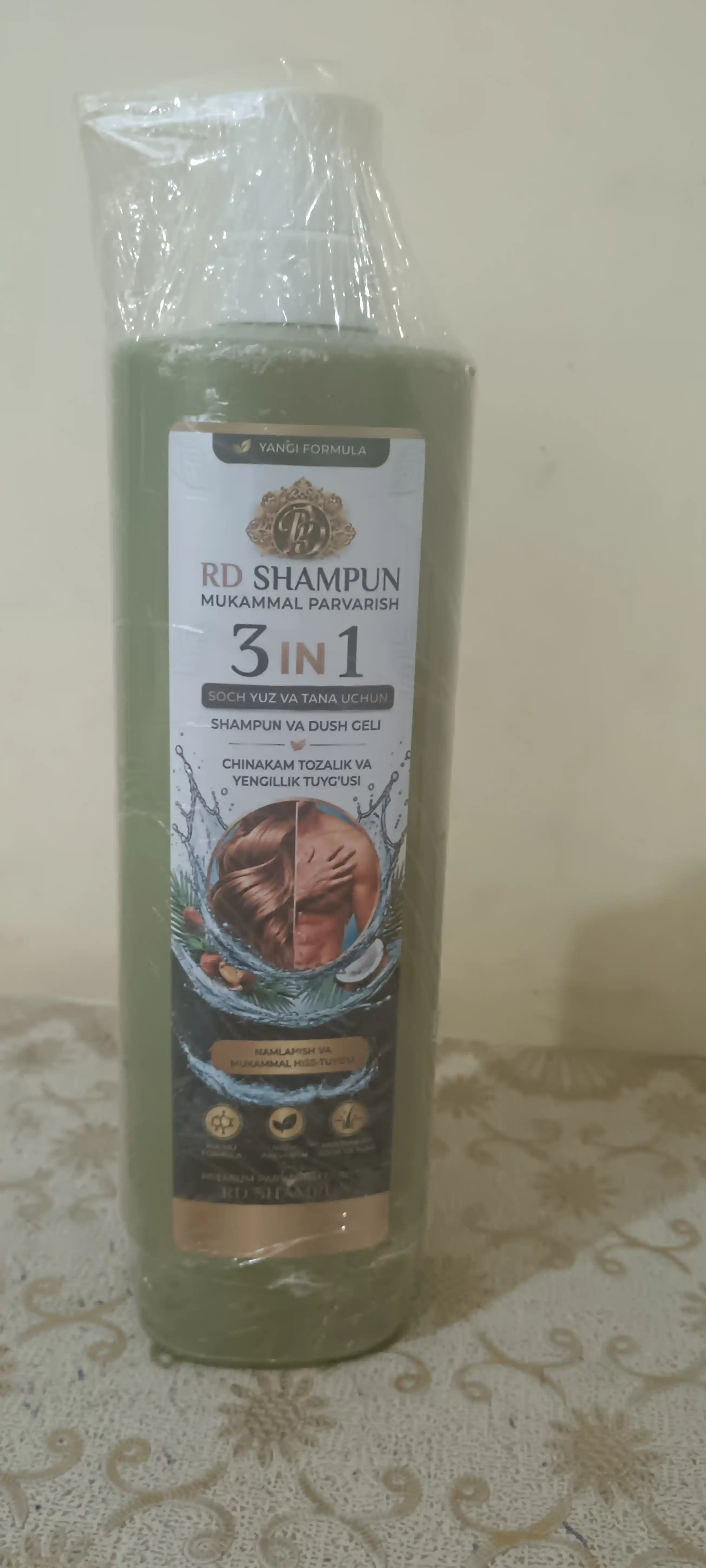 RD dush shampuni va geli, soch, yuz va tana uchun 3 tasi 1 da, yangi formula, 1000 ml + 50 ml
