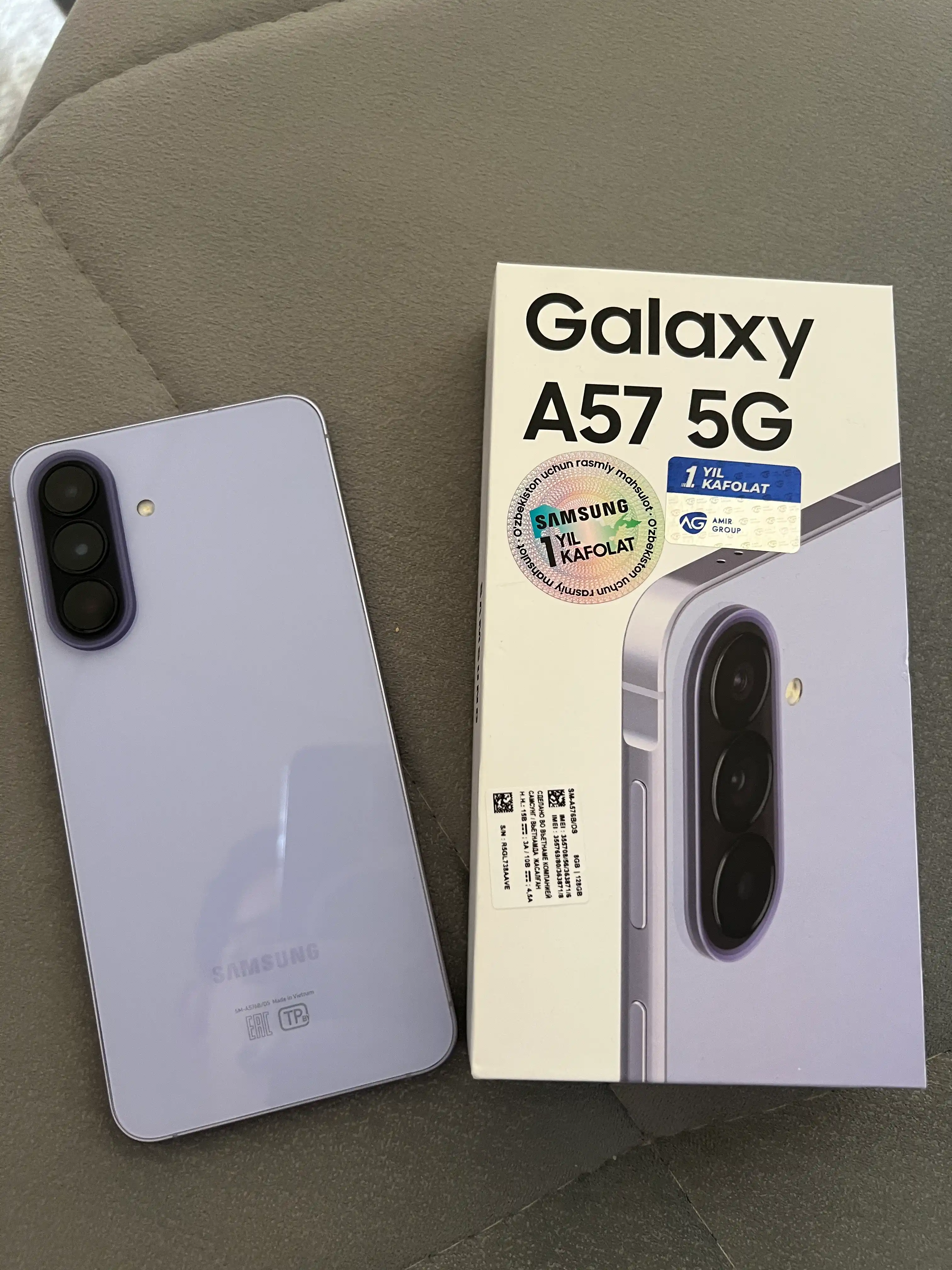 Samsung A57 5G, smartfoni, 50MP, sAMOLED, 120Hz, Sovg'asiga adapter