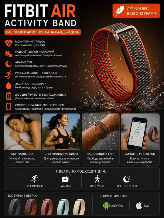 Fitbit Air fitnes braslet, aqlli soatlar smart watch, smart soat