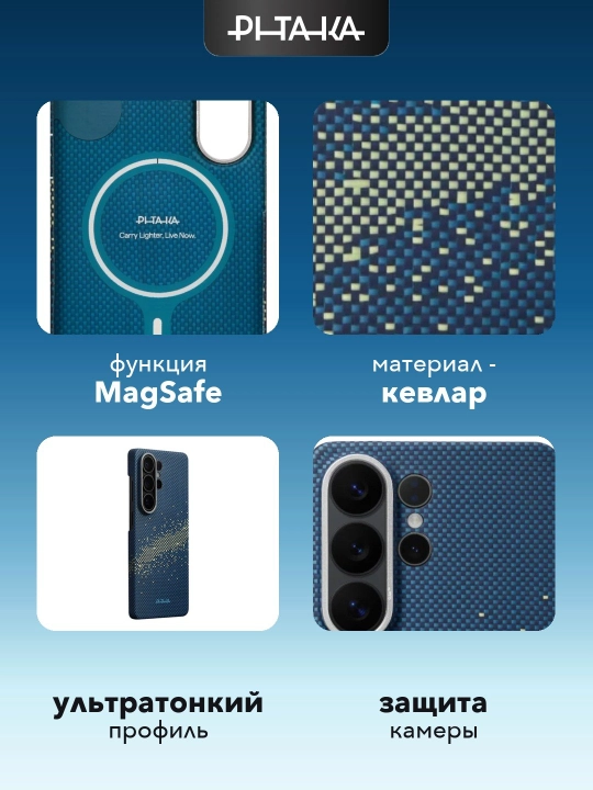 Чехол Pitaka для Samsung Galaxy S26/ S26 +/ S26 Ultra, с Magsafe, сверхпрочный, из кевлара