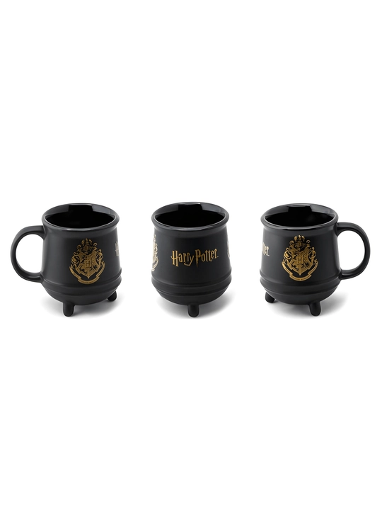 Harry Potter uslubidagi qozoncha shaklli krujka, oyoqchali qora sopol chashka, 1 dona - 