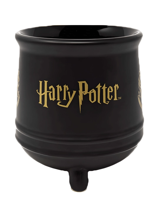 Harry Potter uslubidagi qozoncha shaklli krujka, oyoqchali qora sopol chashka, 1 dona