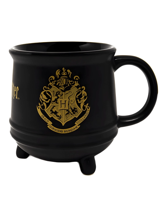 Harry Potter uslubidagi qozoncha shaklli krujka, oyoqchali qora sopol chashka, 1 dona