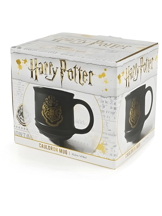 Harry Potter uslubidagi qozoncha shaklli krujka, oyoqchali qora sopol chashka, 1 dona