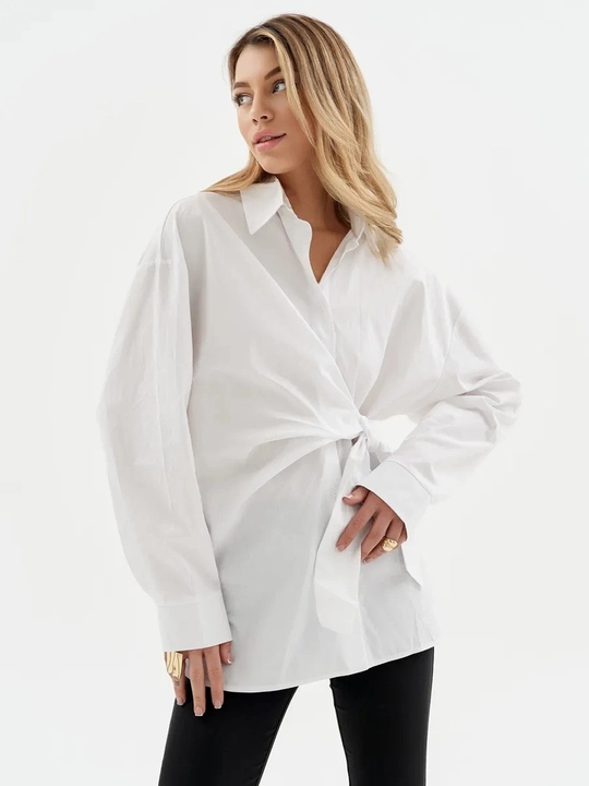 Ayollar o‘rama bluzka-rubashkasi, belbog‘li, uzun yengli S–2XL — ELLY FASHION