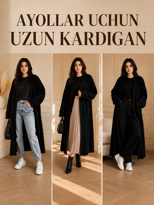 Ayollar kardigani, uzun oq koftalar ayollar uchun, oversize kofta