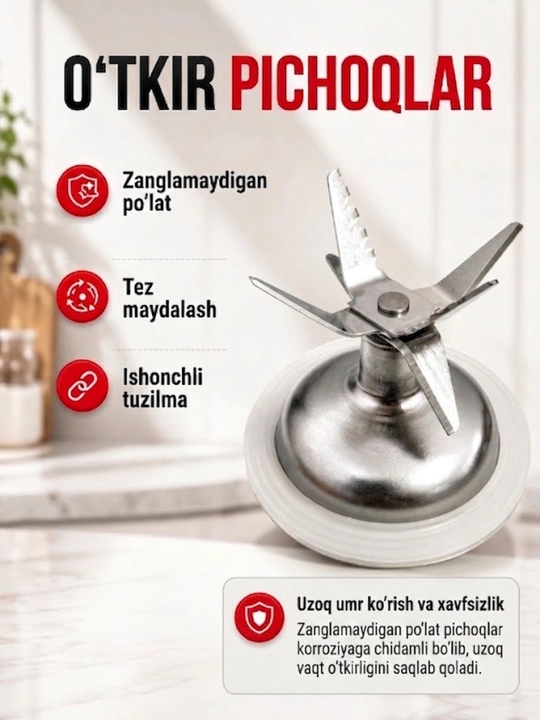 Bosch 1000 Vt statsionar blender 3 ta 1 da, 1,5 l, kofemolka va maydalagich