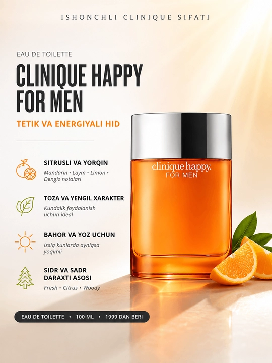 Clinique Happy for Men erkaklar atiri, Eau de Toilette, 100 ml - 