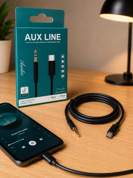 Ovoz uzatish uchun 3,5 mm AUX Type-C kabel-adapteri - 