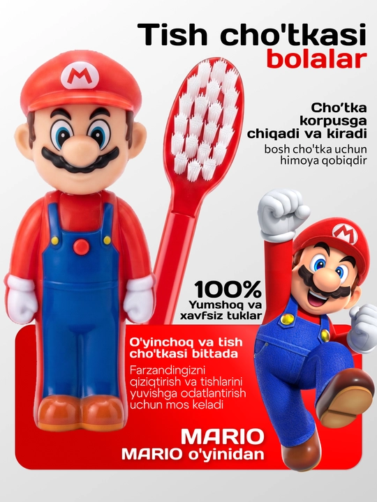 O‘yinchoq shaklidagi, yig‘iladigan bolalar tish cho‘tkasi