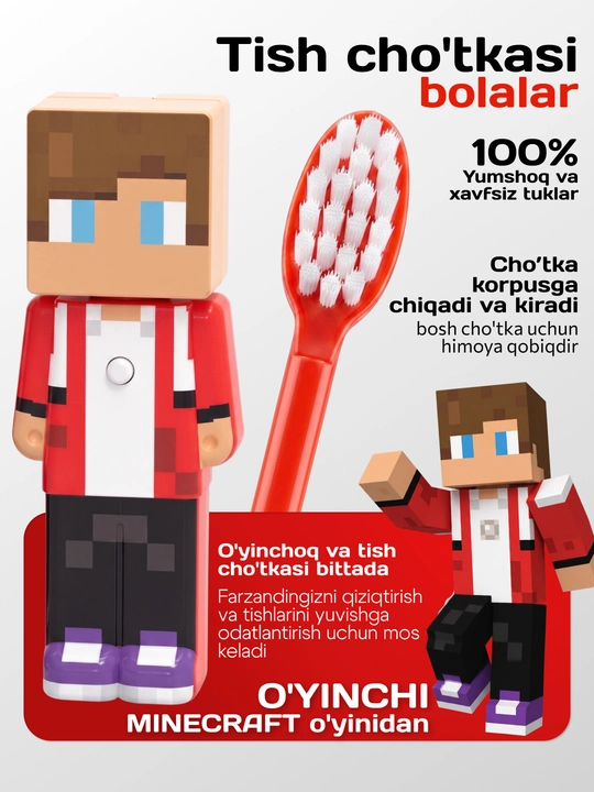 O‘yinchoq shaklidagi, yig‘iladigan bolalar tish cho‘tkasi