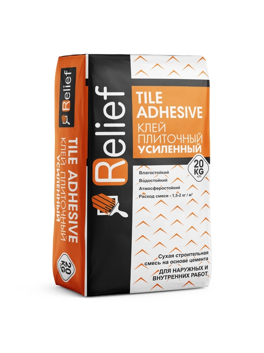 Relief Tile Adhesive kuchaytirilgan plitka yelimi namlikka chidamli 20/25 kg