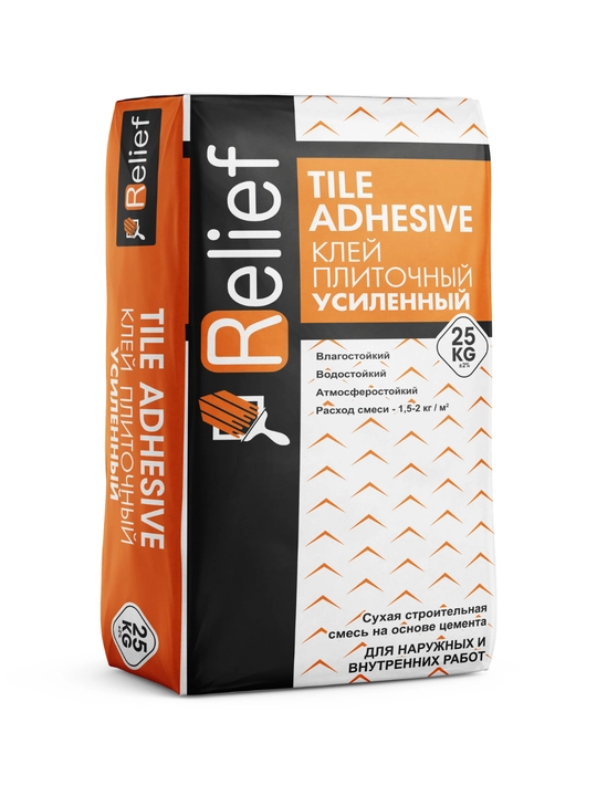 Relief Tile Adhesive kuchaytirilgan plitka yelimi namlikka chidamli 20/25 kg