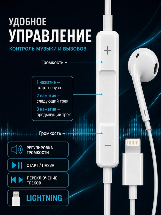 Simli quloqchinlar Lightning, USB Type-C, AUX, mikrofonli quloqchinlar, telefon naushnik