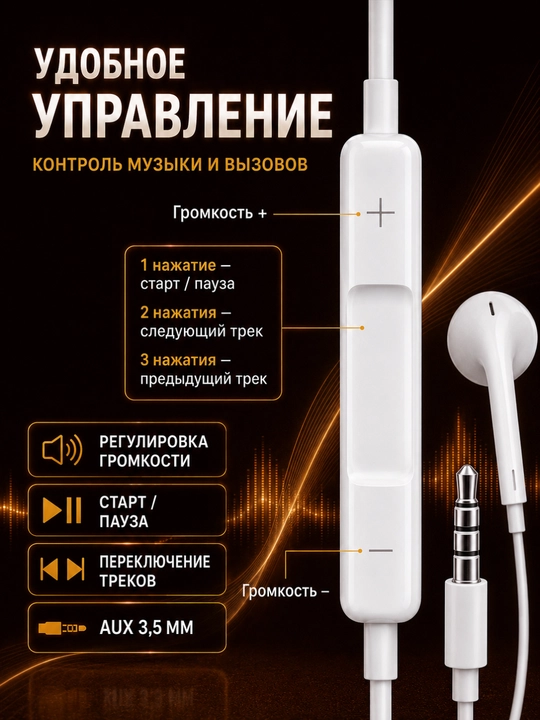 Simli quloqchinlar Lightning, USB Type-C, AUX, mikrofonli quloqchinlar, telefon naushnik
