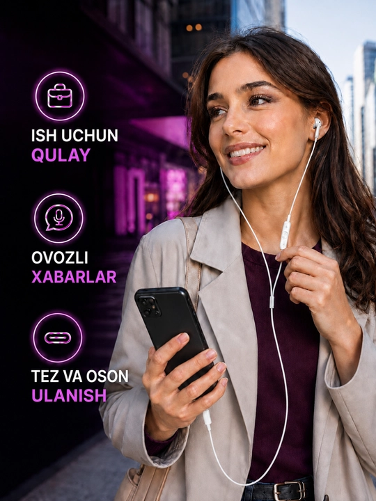 Simli quloqchinlar Lightning, USB Type-C, AUX, mikrofonli quloqchinlar, telefon naushnik