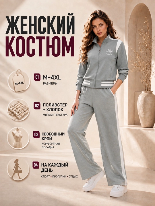 Женский костюм-двойка / женские костюмы-двойки / женский костюм из двух частей - 