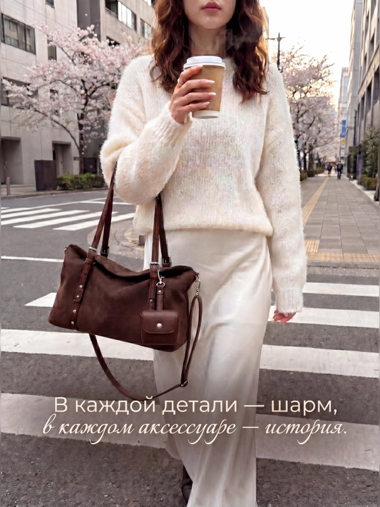 Сумка замшевая, сумка, сумка через плечо, коричневая сумка, шоппер, сумка-багет - 
