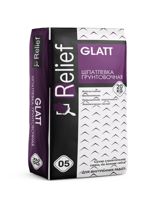 Шпатлевка Relief Glatt грунтовочная гипсовая для внутренних работ 20 кг