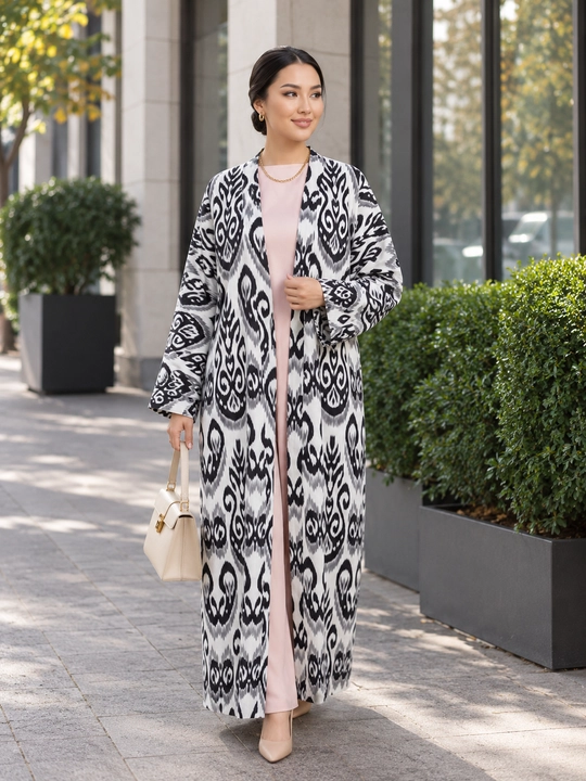 Ayollar uchun milliy abaya, standart o‘lcham, 46-60, material: zig‘ir