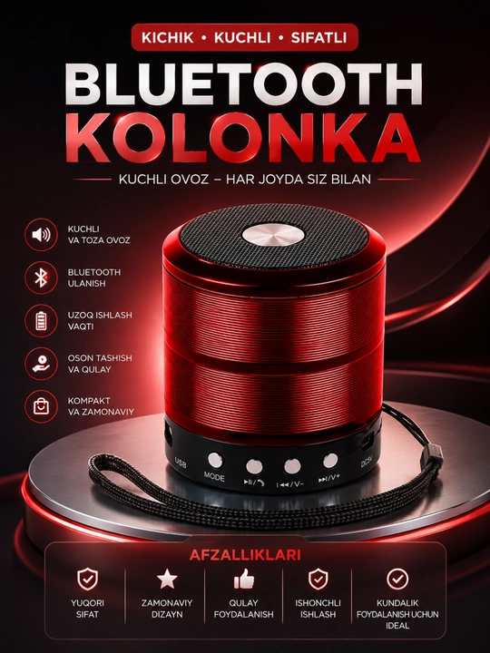 Портативная Bluetooth колонка WS-887 с FM, USB, TF, AUX беспроводной динамик - 