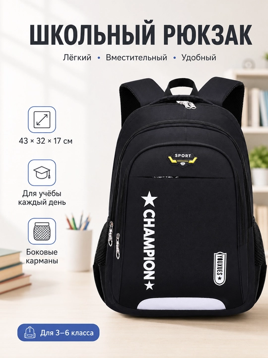 Maktab ryukzagi, o‘g‘il va qiz bolalar uchun, sig‘imli, suvga chidamli