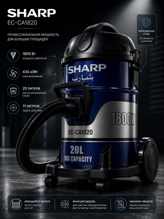 Sharp EC-CA 1820 changyutgichi, bak 20 litr