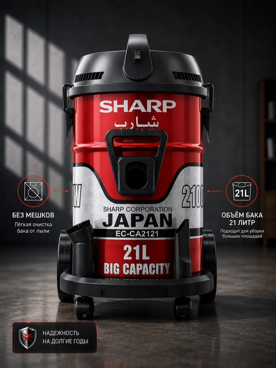 Sharp EC-CA2121 changyutgichi, quruq tozalash, quruq tozalash, yuviladigan filtr