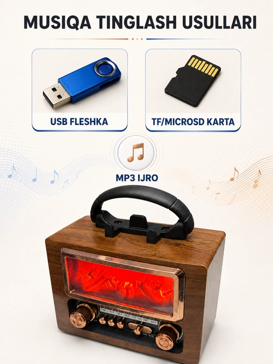 Колонка-радио NNS NS-901BT, Bluetooth, FM/AM/SW, USB/TF, 1800 мАч, с подсветкой