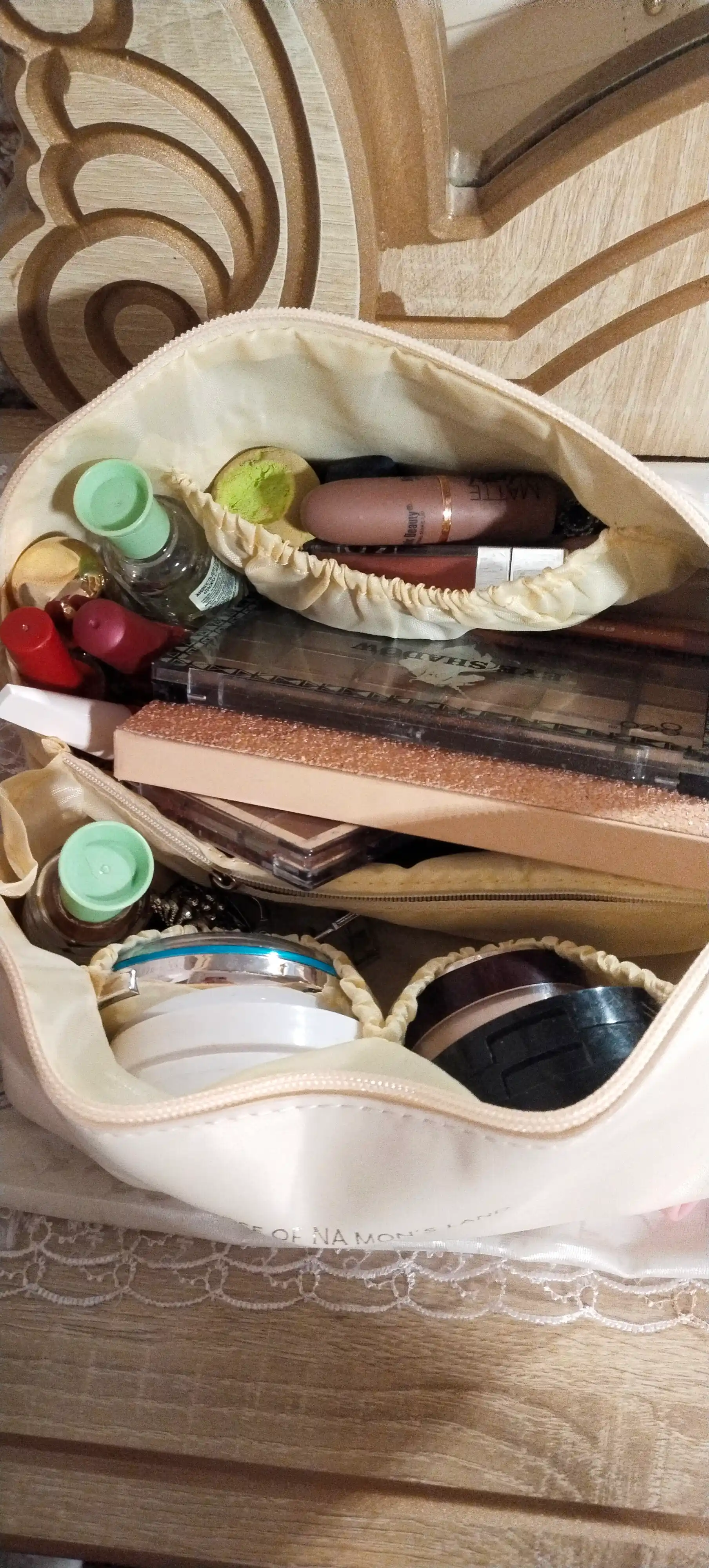 Ayollar kosmetik sumkasi, katta, kosmetika, sumka eko-charmdan, 4 xil rangda