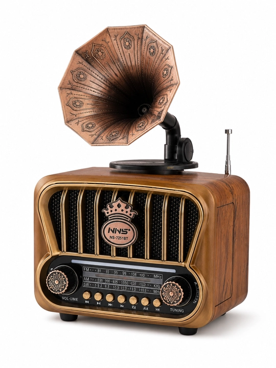 Колонка-ретрорадио NNS NS-7251BT, Bluetooth, FM/AM/SW, дизайн граммофона