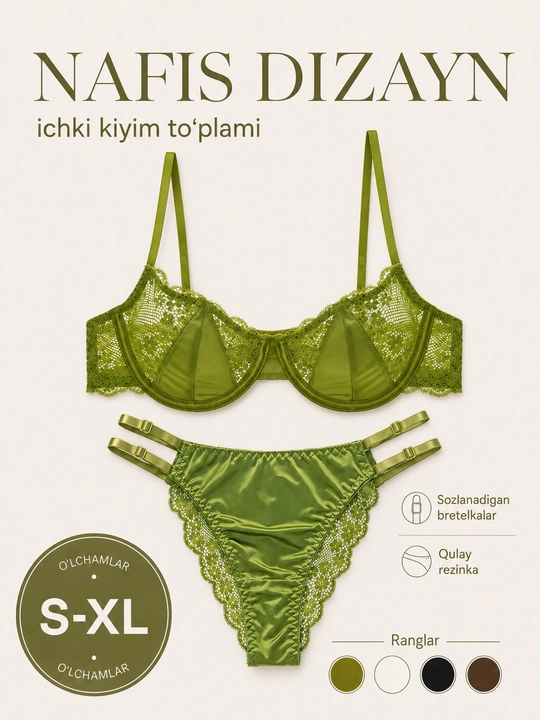 Женский кружевной комплект белья, бюстгальтер и трусики, размеры S-XL - 
